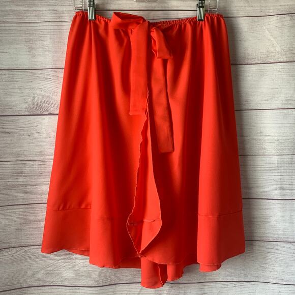 Bright Coral Pink Swimsuit Cover Up Skirt Elastic Tie Waist Size XXL - Picture 16 of 16